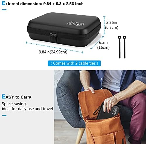 51ajBSgrReL._AC_.jpg ProCase Hard Travel Electronic Organizer Case for MacBook Power Adapter Chargers Cables Power Bank Apple Magic Mouse Apple Pencil USB Flash Disk SD Card Small Portable Accessories Bag -Black