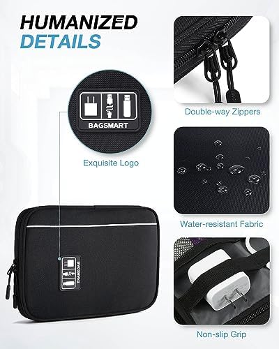 51amCa94dTL._AC_.jpg BAGSMART Electronics Organizer Travel Case, Small Travel Cable Organizer Bag for Travel Essentials, Travel Tech Organizer as Travel Accessories, Cord Organizer for Phone, Power Bank, SD Card, Black