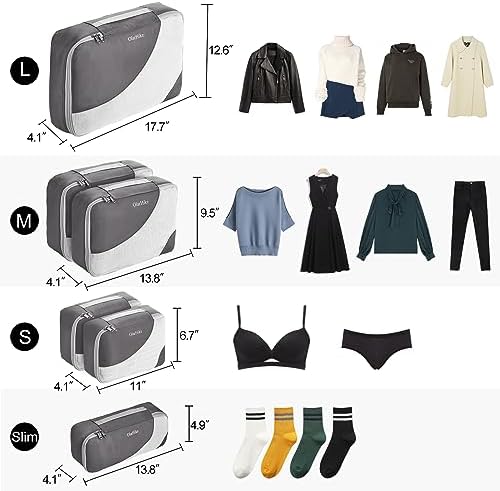 51jSip3jzRL._AC_.jpg OlarHike 6 Set Packing Cubes for Travel, 4 Various Sizes(Large,Medium,Small,Slim), Luggage Organizer Bags for Travel Accessories Travel Essentials, Travel Cubes for Carry on Suitcases