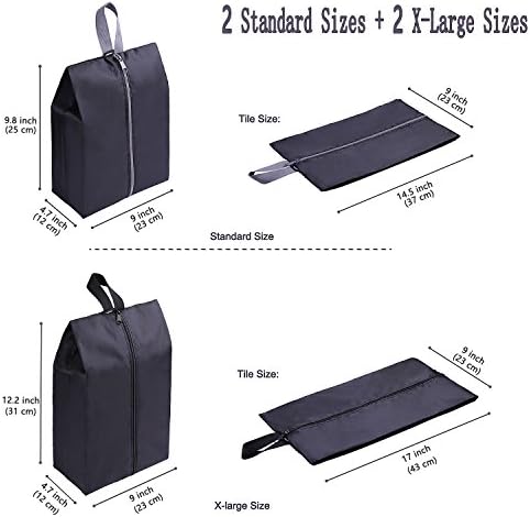 51lNnRSLiwL._AC_.jpg YAMIU Travel Shoe Bags Set of 4 Waterproof Nylon with Zipper for Men & Women, Black
