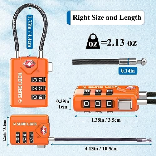 51ljuZnG2FL._AC_.jpg SURE LOCK TSA Compatible Travel Luggage Locks, Inspection Indicator, Easy Read Dials TSA Approved with Zinc Alloy