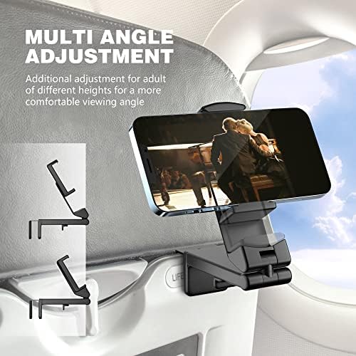 51m3RLaIVXL._AC_.jpg Universal in Flight Airplane Phone Holder Mount. Handsfree Phone Holder for Desk Tray with Multi-Directional Dual 360 Degree Rotation. Pocket Size Must Have Travel Essential Accessory for Flying