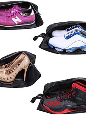 51rs0UKyxFL._AC_.jpg YAMIU Travel Shoe Bags Set of 4 Waterproof Nylon with Zipper for Men & Women, Black