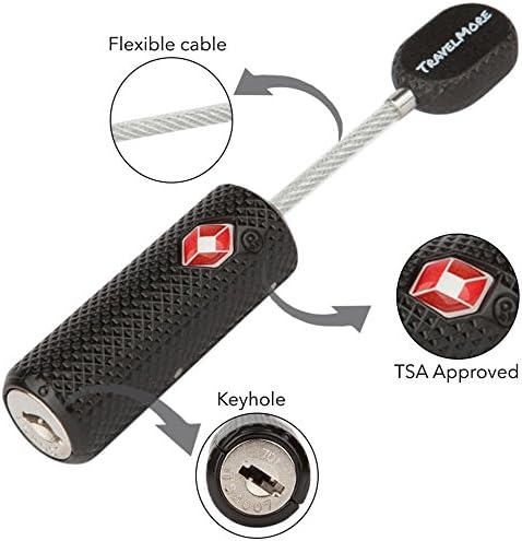 4 Pack TSA Approved Luggage Locks with Keys for Travel - Flexible Ultra Secure Mini Key Padlock & Metal Zinc Alloy Material – Black, 4 Pack - Black, One Size