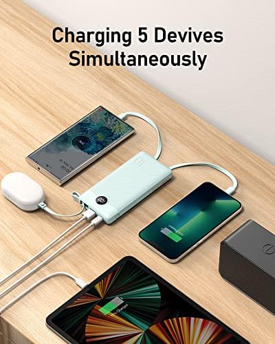 51uw-USYdCL._AC_.jpg VEEKTOMX Portable Phone Charge with Built in Cables, 10000mAh Ultra Slim Power Bank with 5 Outputs and LED Display, Battery Pack Compatible with iPhone/iPad/Samsung and Other Android Smart Devices