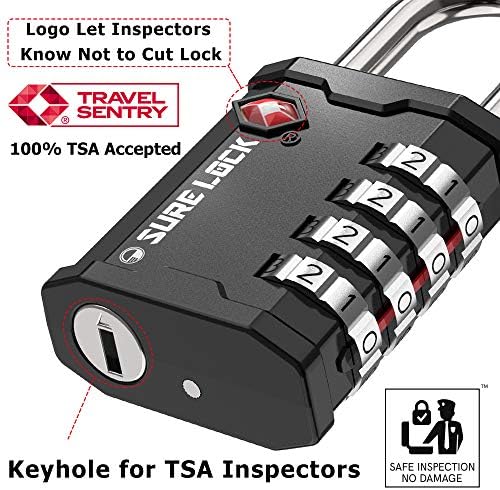 51vmSUjVFwL._AC_.jpg SURE LOCK TSA Accepted Heavy Duty Big Combination Luggage Padlock for Gun Cases, Transporting Equipment Cases in Trade Show, Music and Medical Industries (2, Black)