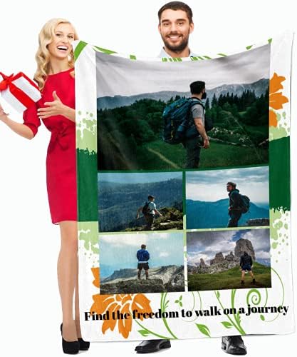 51wE9LXFogS._AC_.jpg Dailyextreme Custom Blanket with Travel Picture, Customized Blanket for Your Holiday Travel Memory, Personalized Blankets for Family Travel Group Photo (5 Photo Travel, 48"X32"(120 * 80cm))