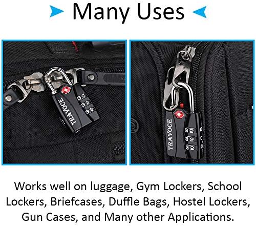 TSA Approved Luggage Locks, Travel Locks Which Also Work Great as Gym Locks, Suitcase, Backpack and more, 1,2,4 & 6 Pack
