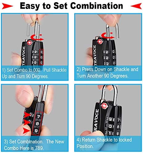 TSA Approved Luggage Locks, Travel Locks Which Also Work Great as Gym Locks, Suitcase, Backpack and more, 1,2,4 & 6 Pack