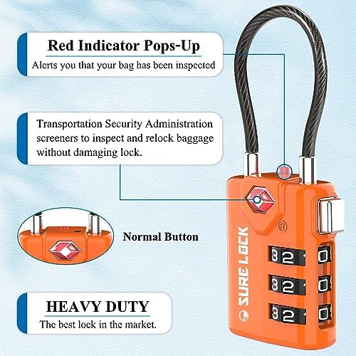 51zoKQCBgNL._AC_.jpg SURE LOCK TSA Compatible Travel Luggage Locks, Inspection Indicator, Easy Read Dials TSA Approved with Zinc Alloy