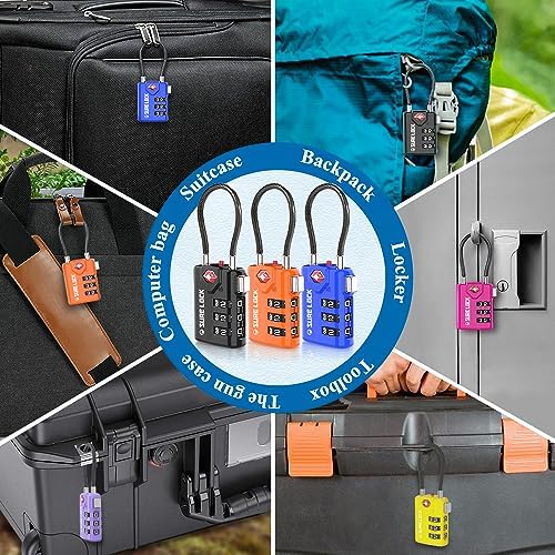 61bx8lVYcvL._AC_.jpg SURE LOCK TSA Compatible Travel Luggage Locks, Inspection Indicator, Easy Read Dials TSA Approved with Zinc Alloy
