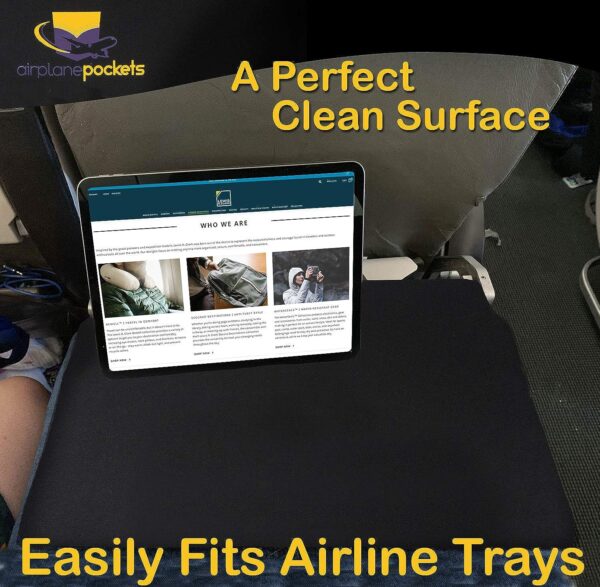 71KA8CbSe7L._AC_UL1500_.jpg Airplane Pockets Airplane Tray Table Cover | Seat Back Organizer & Storage for Personal Items | Clean, Convenient, Expandable Pockets | Sanitary Travel Essentials for Flying | Media Pouch