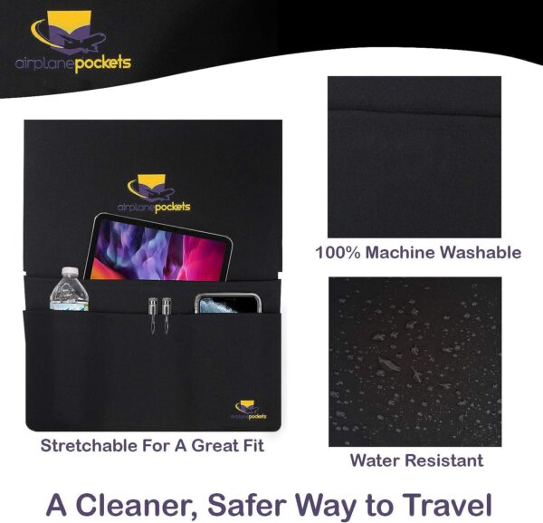 71lPB3msclL._AC_UL1500_.jpg Airplane Pockets Airplane Tray Table Cover | Seat Back Organizer & Storage for Personal Items | Clean, Convenient, Expandable Pockets | Sanitary Travel Essentials for Flying | Media Pouch