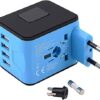 41-96B6g1YL._AC_.jpg International Travel Adapter Universal Power Adapter Worldwide All in One 4 USB Perfect for European US, EU, UK, AU 160 Countries (Blue)