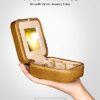410c1ItmTL._AC_.jpg Benevolence LA Plush Velvet Travel Jewelry Storage Box | Travel Jewelry Case Small Jewelry Box for Women | Jewelry Travel Organizer | Earring Organizer with Mirror - Gold Caramel Velvet