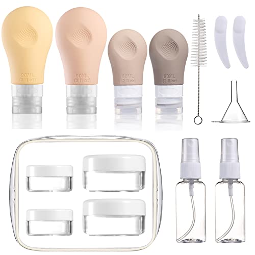 413G4xHW0FL.jpg 16 Pack Travel Bottles Set for Toiletries, Gemice TSA Approved Travel Size Containers Leak Proof Silicone Squeezable Tubes Travel Accessories 2oz 3oz for Shampoo Conditioner Lotion Body Wash