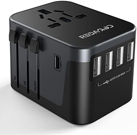 4187ApgzpdL._AC_.jpg Universal Travel Adapter, Redagod International Adaptor 4 USB A 1 USB C Ports, AC Power Plug Adapter All-in-one Travel Charger Outlet Converter for Europe UK AUS Asia Japan Covers 200+Countries