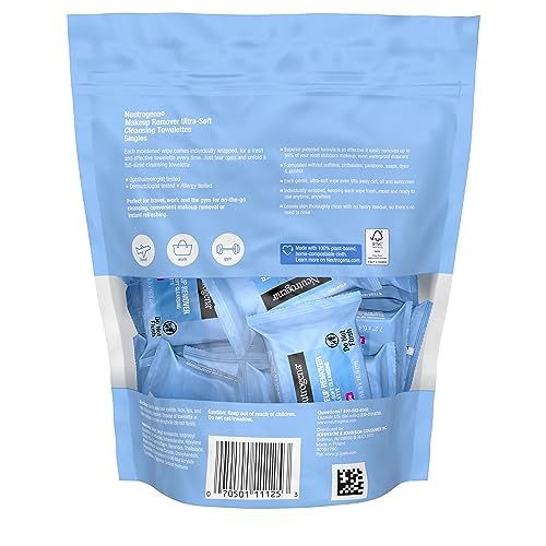 418KpBdEOmL.jpg Neutrogena Makeup Remover Wipes Singles, Daily Facial Cleanser Towelettes, Gently Removes Oil & Makeup, Alcohol-Free Makeup Wipes, Individually Wrapped, 20 ct