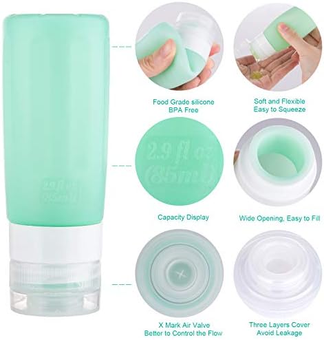 418LV1tUqwL._AC_.jpg Morfone 16 Pack Travel Bottles Set for Toiletries, TSA Approved Travel Containers Leak Proof Silicone Squeezable Travel Accessories 2oz 3oz for Shampoo Conditioner Lotion Body Wash (BPA Free)