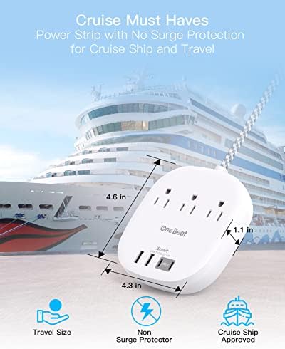 41CD0675UL._AC_.jpg Flat Plug Power Strip, 5ft Ultra Flat Extension Cord - 3 Outlets 4 USB Ports (2 USB C) 22.5W/4.5A Desktop Charging Station, Power Strip No Surge Protection for Cruise Ship, Dorm Room Travel Essential