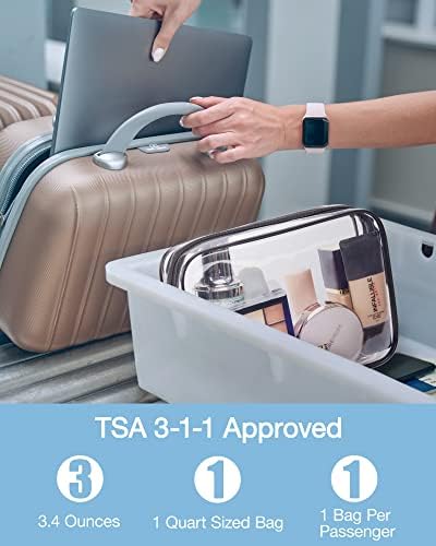41HA0YZ1ECL._AC_.jpg BAGSMART Clear Toiletry Bag, 3-Pack TSA Approved Travel Toiletry Bag Carry On Travel Accessories Bag Airport Airline Quart Size Bags water-resistant Makeup Bag for Women