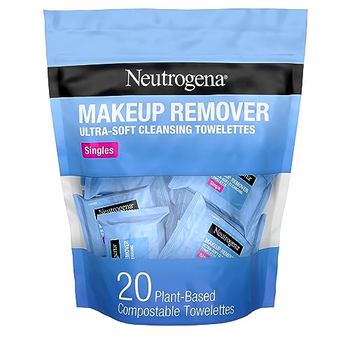 41HU3Pj5oxL.jpg Neutrogena Makeup Remover Wipes Singles, Daily Facial Cleanser Towelettes, Gently Removes Oil & Makeup, Alcohol-Free Makeup Wipes, Individually Wrapped, 20 ct