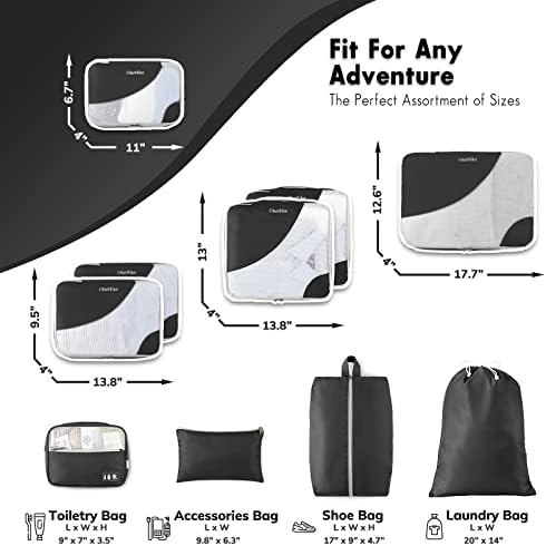 41JWLRoz47L._AC_.jpg ALL INCLUDED 10 Set Durable Packing Cubes for Suitcases,OlarHike Travel Essentials,UPGRADED Anti-Tear Stitching, NEW Improved Luggage Packing Organizers for Travel Accessories(Black)