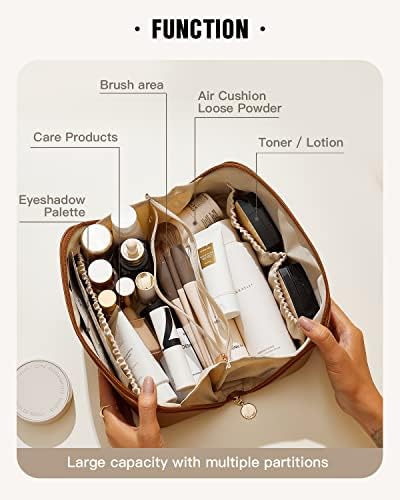 41LCwAPZbzL._AC_.jpg EACHY Travel Makeup Bag,Large Capacity Cosmetic Bags for Women,Waterproof Portable Pouch Open Flat Toiletry Bag Make up Organizer with Divider and Handle
