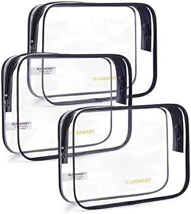 41QFXk8zIzL._AC_.jpg BAGSMART Clear Toiletry Bag, 3-Pack TSA Approved Travel Toiletry Bag Carry On Travel Accessories Bag Airport Airline Quart Size Bags water-resistant Makeup Bag for Women