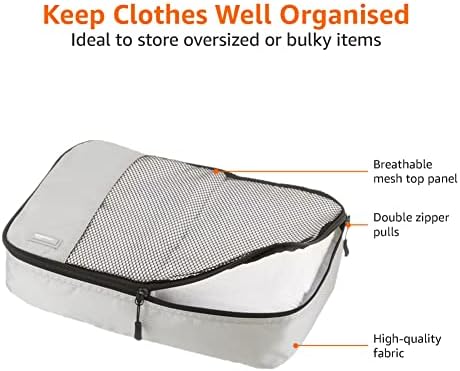 41dQV0ElZRL._AC_.jpg Amazon Basics 4 Piece Packing Travel Organizer Cubes Set, Medium, Gray