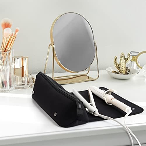 41e5kLzF7JL._AC_.jpg Hair Tools Travel Bag and Heat Resistant Mat for Flat Irons, Straighteners, Curling Iron, and Haircare Accessories, 2-in-1 design, with Interior Pockets, Portable Organizer, Neoprene (Black)