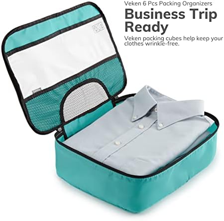 41j3tCcMoLL._AC_.jpg 6 Set Packing Cubes for Suitcases, Travel Organizer Bags for Carry on Luggage, Veken Suitcase Organizer Bags Set for Travel Essentials Travel Accessories in 4 Sizes(Extra Large, Large, Medium, Small)