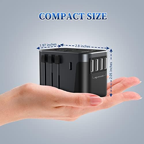 41jDF6oNWL._AC_.jpg Universal Travel Adapter, Redagod International Adaptor 4 USB A 1 USB C Ports, AC Power Plug Adapter All-in-one Travel Charger Outlet Converter for Europe UK AUS Asia Japan Covers 200+Countries