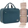 41kODMIFbrL.jpg NISHEL Travel Toiletry Bag for women, Portable Hanging Organizer for Full-Sized Shampoo, Conditioner, Brushes Set, Travel-Size Accessories, Lake-Blue