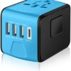 41moBbNknLL._AC_.jpg SAUNORCH Travel Adapter Worldwide, Universal International Power Plug Adapter W/2.4A 3xUSB-A and 3.0A Type-C Wall Charger, European Travel Plug Adapter for Europe UK EU US CA AU Italy Asia-Blue