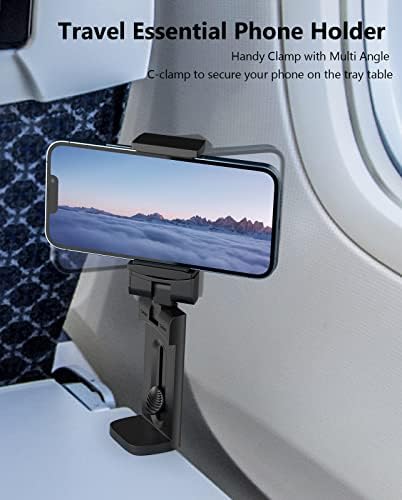 41zb2Ys2OL._AC_.jpg MiiKARE Airplane Travel Essentials Phone Holder, Universal Handsfree Phone Mount for Flying with 360 Degree Rotation, Travel Accessory for Airplane, Travel Must Haves Phone Stand for Desk, Tray Table