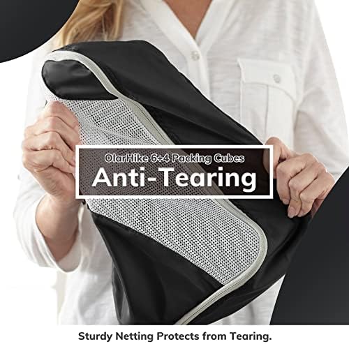 510Zd22LJcL._AC_.jpg ALL INCLUDED 10 Set Durable Packing Cubes for Suitcases,OlarHike Travel Essentials,UPGRADED Anti-Tear Stitching, NEW Improved Luggage Packing Organizers for Travel Accessories(Black)