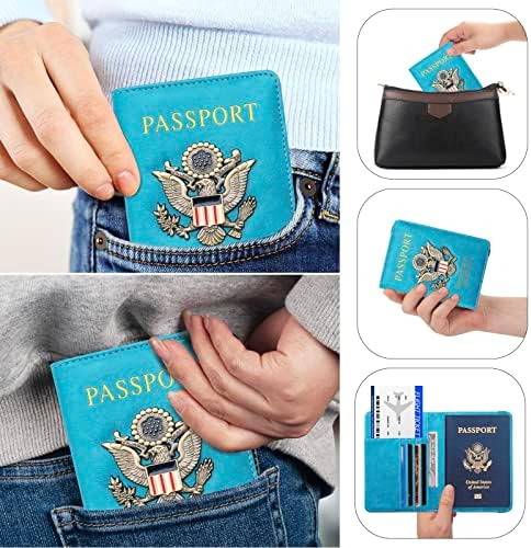 FACATH Passport Holder Cover Case Travel Wallet Case Passport Cards Protector Leather Card Case RFID Blocking Travel Accessories Document Organizer