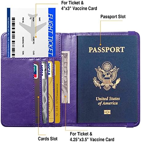 FACATH Passport Holder Cover Case Travel Wallet Case Passport Cards Protector Leather Card Case RFID Blocking Travel Accessories Document Organizer