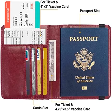 FACATH Passport Holder Cover Case Travel Wallet Case Passport Cards Protector Leather Card Case RFID Blocking Travel Accessories Document Organizer
