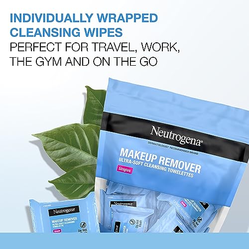 517De8G0fLL.jpg Neutrogena Makeup Remover Wipes Singles, Daily Facial Cleanser Towelettes, Gently Removes Oil & Makeup, Alcohol-Free Makeup Wipes, Individually Wrapped, 20 ct