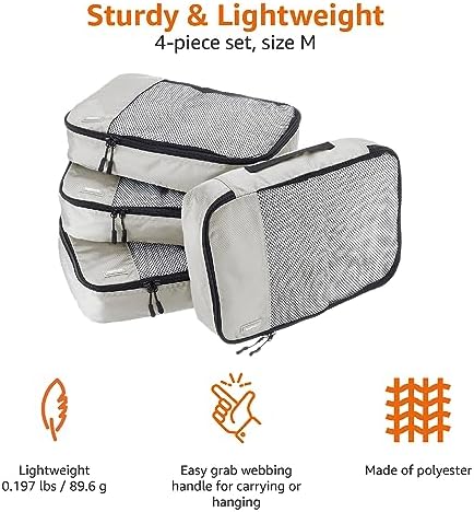 51AM1uIgqL._AC_.jpg Amazon Basics 4 Piece Packing Travel Organizer Cubes Set, Medium, Gray