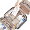 51CanxklO6L.jpg NISHEL Travel Toiletry Bag for women, Portable Hanging Organizer for Full-Sized Shampoo, Conditioner, Brushes Set, Travel-Size Accessories, Lake-Blue