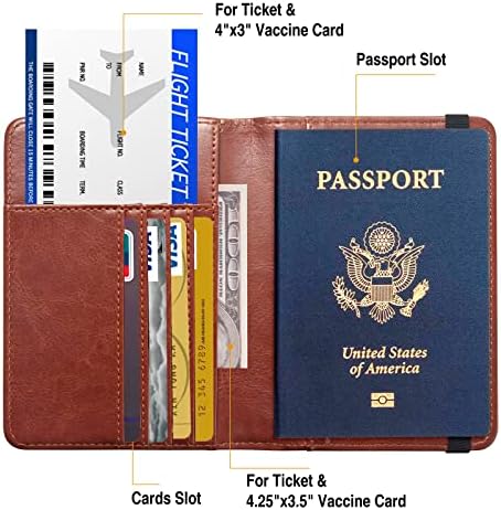 FACATH Passport Holder Cover Case Travel Wallet Case Passport Cards Protector Leather Card Case RFID Blocking Travel Accessories Document Organizer