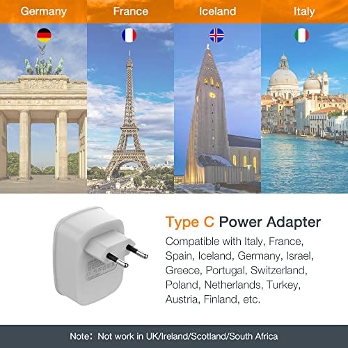 51GGSEqPdxL._AC_.jpg European Travel Plug Adapter, TESSAN International Power Plug with 2 USB, Type C Outlet Adaptor Charger for US to Most of Europe EU Iceland Spain Italy France Germany