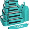 51HVAk61LtL._AC_.jpg 6 Set Packing Cubes for Suitcases, Travel Organizer Bags for Carry on Luggage, Veken Suitcase Organizer Bags Set for Travel Essentials Travel Accessories in 4 Sizes(Extra Large, Large, Medium, Small)