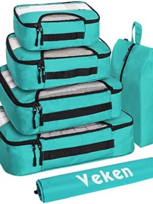 6 Set Packing Cubes for Suitcases, Travel Organizer Bags for Carry on Luggage, Veken Suitcase Organizer Bags Set for Travel Essentials Travel Accessories in 4 Sizes(Extra Large, Large, Medium, Small)