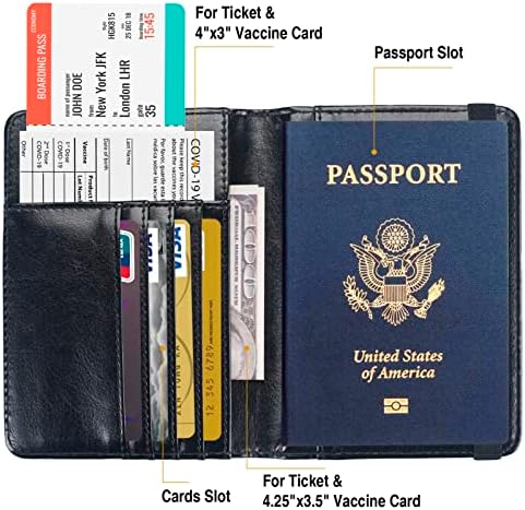 FACATH Passport Holder Cover Case Travel Wallet Case Passport Cards Protector Leather Card Case RFID Blocking Travel Accessories Document Organizer