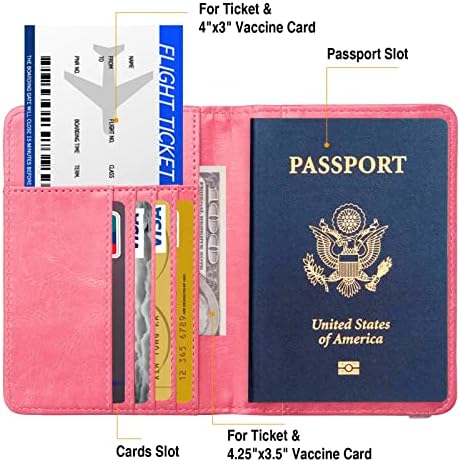 FACATH Passport Holder Cover Case Travel Wallet Case Passport Cards Protector Leather Card Case RFID Blocking Travel Accessories Document Organizer