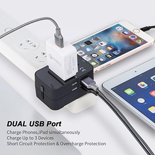 51LjtSY9QYL._AC_.jpg MINGTONG Travel Adapter, Worldwide All in One Universal Travel Adaptor Wall AC Power Plug Adapter Wall Charger with Dual USB Charging Ports for USA EU UK AUS Cell Phone Laptop